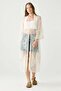 Floral Embroidered Tie-Front Long Beach Dress Beige
