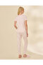 Women's Lace Trim V-Neck Printed Pajama Set - 5
