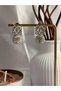 Women's Silver Earrings with Steel Zircon Stone and Ball Detail