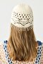 Beaded Fringe Detailed Summer Knitted Beanie Y8238 Ecru - 3