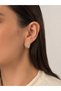 Brass Gold Color Bow Detail Heart Earrings with Pearls and Zircon Stones - 2