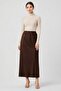 تنورة ماكسي سادة للنساء، لون بني شوكولاتة - 2
