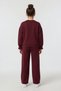 Burgundy Bow Detailed Elastic Waist Girls' Tracksuit Set 24544 - 5