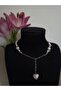 Pink Heart Flower Bead Heart Chain Y Model Bead Necklace Y2K - 3