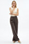 Wide Leg Regular Pants with Zipper Pockets and Elastic Waistband