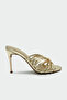 Grasse Gold Striped Gold Heeled Slippers with Accessories - 2