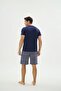 Men's Short Sleeve Striped Shorts Navy Blue Pajama Set C2T6N69 - 3