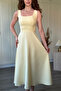Square Neck Flared Midi Dress with Scarf Detail on the Back - 3