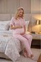Women's Pink Floral Lace New Season 3-Piece Maternity Pajama Set with Dressing Gown - 6
