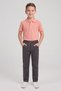 Boys' Salmon Short Sleeve Polo Collar T-Shirt Smoked Ribbed Waist Canvas School Pants Bottom Top School Outfit - 2