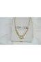 Kol527 Ship Lock Model Double Row Chain Gold Necklace - 2
