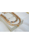 Kol342 Double Color Gold+Silver Snake Necklace - 3
