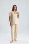 Women's Milan Fabric Buttoned Collar Patterned Short Sleeve Long Pants Pajama Set