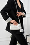 Women's White Hand and Shoulder Bag with Chain Detail and Wallet - 3