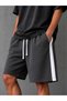 Men's Striped Detail Comfortable Cut Baggy Shorts - 3