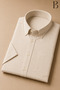Relaxed Fit Classic Men's Dad Short Sleeve 100% Cotton Linen Shirt - 5