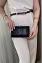 Women's Black Glittery Evening Dress Bag with Silver Accessories - Chain Strap Hand and Shoulder Bag - 4