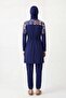 Patterned Top Detailed Hijab Swimsuit Set - 4