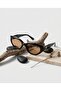 Maria Cat Eye Black Frame Soft Brown Glass Acetate Sunglasses - 5