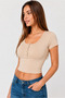 Women's Slim Fit Crop T-Shirt Body Front Snap Button Lycra Short Sleeve Crop Body Blouse Summer Women's T-Shirt Snap Button T-Shirt - 2