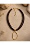 Suede Multi-Strand Large Ring Detailed Women's Necklace - 2