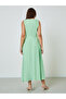 Green Sleeveless Casual A-Line Maxi Dress - 5
