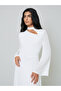 Off White Bell Sleeve Cut-Out Detail A-Line Maxi Dress - 2