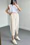 Stone Linen Textured Shalwar Trousers - 3137 - 4