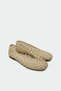 Tayon Knitted Detailed Genuine Leather Women's Gold Flat Ballerinas - 2