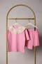 Girl's Lace Collared Pink Shorts T-Shirt Set