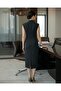 Shawl Collar Midi Length Stylish Dress - 3