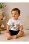 Football Player Teddy Bears Cotton Combed Cotton Double Layer Baby Boy Summer Set - 3