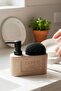 Stoneware Liquid Soap Dispenser with Sponge Compartment Brown 48798