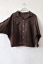 Brown Shirt Collar Bat Sleeve Buttoned Embroidered Elastic Waist Casual Cotton Woven Jacket 62 70 - 2