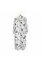 Women's Floral Long Duster Jacket with Pearl Cuffs - 3