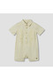 Collared Short Sleeves Romper with Embroidery - 2