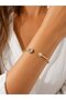 Brass Gold Color Heart Model Women's Handcuff Bracelet - 2