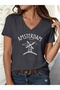 Women's Mix Printed V-Neck Sleeved Regular Fit Comfortable T-Shirt