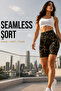 Shorts Leggings Women's Lycra, High Waist Gathering Effect Special Printed Seamless Stretchy