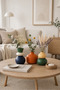 Orange Blue Green Vase Set of 3 - 16 cm Ceramic Look Geometric Decorative Vase - 8