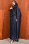 Navy Blue Sequined Janjan Evening Dress - 5