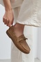 Maura Rome Beige Suede Genuine Leather Lace Detail Women's Loafer Shoes - 7
