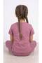 Children's Powder Color Short Sleeve Printed Pajama Set - 4