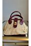 Women's Straw Scholar Hand and Shoulder Bag Isabel Burgundy