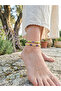 Yellow Glass Beads with Evil Eye Beads and Large Yellow Beads, 2-Piece Women's Anklet - 3