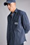 Boxy Fit Printed Cotton Long Sleeve Striped Blue Navy Blue Shirt I1142Ax26Sm - 3
