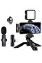 Professional Vlogging Kit – Remote Control, Foldable Tripod, LED Lamp, & Wireless Lavalier Microphone for iPhone