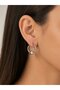 Brass Silver Color Hoop Ball Model Women's Earrings - 2