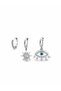 Göz Model Silver Color Brass 3-Piece Women's Earring Set