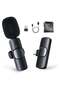 Mini Lavalier Microphone Clip-on Omnidirectional Mic Transmitter Receiver D11123-1—JA Black